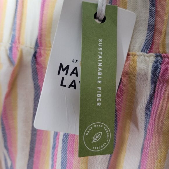 NWT Marine Layer Doze PJ Short Retro Ombré Stripe Size Lg Linen Blend Sleep - Picture 5 of 11